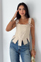 Coastal Muse Women's Tie Detail Crop Bustier Blouse - 5