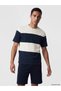 Lcw Vision Petrol Crew Neck Color Blocked Pique Men's T-Shirt