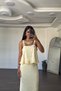 Butter Yellow Lace Detailed Blouse Skirt Double Set - 202634 - 3