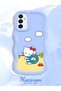 Samsung Galaxy M23 Compatible Case Camera Protector Blue Silicone Couple Phone Case Kitty Pattern - 2