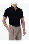 Italian Style Slim Fit Men's Polo Collar Short-Sleeved Knit T-Shirt Black T20041-01 - 3