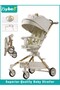 Lightweight Baby Stroller, Multifunctional Travel Cabin, One-Hand Folding Babies Strollers for Newborn, Infant, Kids with Dinner Plate, Steering Wheel toy, Sunshade and Reversible Reclining Seat
