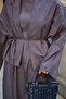 Women's Shawl Detail Thin and Thick Striped Long Tunic Navy Blue - 5