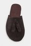 Nella Bitter Brown Genuine Suede Leather Tassel Detail Flat Sole Women's Slippers - 5