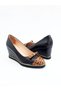 Women's Genuine Leather Wedge Heeled Shoes Brown - 3