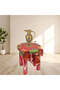 Wooden Traditional Elephant Table With Hand Painted Red (W:15''D:20''H:17'')