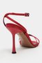 Ava Red Satin Cross Detail Ankle Strap Women's Heeled Shoes - 8