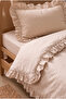Vintage Ruffled Single Duvet Cover Set |   100% Cotton Small Checkered Gingham Patterned |   160X220 cm Duvet Cover, 50X70 cm Pillowcase and Fitted Sheet