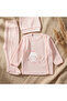 Mellow Bunny Cotton Textured 3-Piece Baby Set - Salmon Perforated Knit Bodysuit, Bottoms with Booties and Hat Set - 4