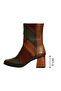 Tan Leather Combination Women's Heeled Boots - 4