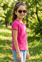 Fuchsia Short Sleeve Basic T-Shirt - Non-Sweating Flexible Fabric Cotton Seasonal Fuchsia Short Sleeve Girls' Tshirt - 4