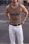 Men's Mink Color Halter Collar Detailed Streetwear Tank Top - 5