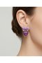 Women's Purple Bow Detail Sparkling Glitter Heart Dangle Earrings - Elegant Korean Design Stylish, Aesthetic, and Minimalist Bijoux Jewelry - 4