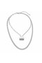 316L Stainless Steel Double Chain Rectangle Natural Stone Women's Necklace - 3