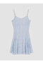 Blue Rope Strap Waist-Slit Lace Mini Dress - 4