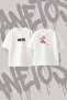 Pink Rotary Phone Design Back Printed Cotton White Oversize T-Shirt