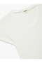Bürümcük Fabric Textured V-Neck Short Sleeve T-Shirt - 5