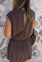 Brown Modal Elastic Backless Jumpsuit - 4