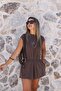 Brown Modal Elastic Backless Jumpsuit