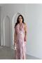 فستان ماكسي منقوش من LYKİA 3053 - وردي - 2