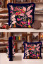 Exotic Tropical Bird Fringe Pillowcase - Paradise Garden Pink Navy Blue Tassel Throw Pillow Cover - 4