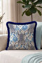 Exotic Tiger Jacquard Fringed Pillowcase-Authentic Bohemian Blue Cream Navy Blue Tassel Throw Pillow Cover - 4