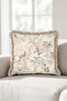 Floral Bird Pattern Fringed Pillowcase - Botanical Beige Blue Mink Tassel Throw Pillow Cover - 4