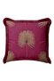 Tropical Leaf Motif Fringed Pillowcase - Exotic Gold Burgundy Tassel Throw Pillow Cover - 4