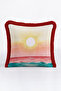 Sunset Sea View Fringed Pillowcase - Sun Ethnic Turquoise Burgundy Tasseled Throw Pillow Cover - 2