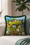 Floral Village House Scenery Colorful Fringed Pillowcase - Rural Boho Black Tassel Throw Pillow Cover - 4