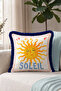 Bohemian Italian Soleil Sun Fringed Pillowcase - Retro Yellow Blue Navy Tassel Throw Pillow Cover - 7
