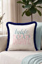 Typographic Motto Stylish Fringed Pillowcase - Text Bohemian Ecru Blue Navy Blue Tasseled Throw Pillow Cover - 7