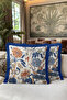 Birds and Flowers Pattern Fringe Pillowcase - Exotic Botanical Blue Navy Tassel Throw Pillow Cover - 7