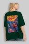 Paris France 3 Green Oversize Country City Back Printed Unisex T-Shirt 100% Cotton Premium - 4