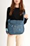 Women's Turquoise Shoulder Bag, Postman Crinkle Fabric Waterproof Crossbody Bag, 26X23Cm - 3