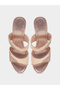 Gold Glitter Look Block Heel Mules - 5