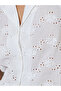 White Eyelet Short Sleeve Casual Shirt - 4