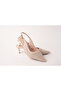 Beige Knitted Straw Heel Shoes - 7
