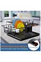 Dish Rack Dish Drying Stand Dish Drainer Plate Rack Dish rake Kitchen Organizer Dish Drying Rack Countertop Large Antibacterial Kitchen Utensils Dish racks Dish Stand (Black) - 6