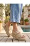 Beige Skin Two Buckle Thick Sole Women's Sandals Daily Comfortable
