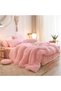 Pink Fluffy Comforter Set, Plush Shaggy Duvet Cover 2 Pieces, Velvet Pink Bedding Twin Bed Set - 2