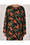 Plus Size Crew Neck Long Sleeve Women's Comfortable Fit Nightgown(Dress) Floral Patterned 100% Cotton - 3