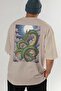 Dragon Oversize Back Printed Beige T-Shirt Unisex 100% Cotton Premium Design Streetwear - 6