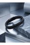 Onyx and Hematite Steel Braided Leather Men's Masculine Gift Bracelet 01899 - 3