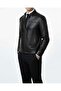 100% Genuine Lamb Leather Men's Coat Jacket Black T20018-01