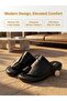 Men Arabic Naal Sandals Woven Texture PU Leather Toe Loop Thick Sole Anti-Slip Double Stitching Black Dark Grey Blue - 6