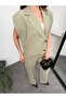 Women's Sleeveless Double-Breasted Blazer Vest Pants Set - 3