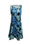 Women's Blue Leaf Printed Sleeveless Single Jersey Dress - 7