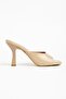 Zri̇n-687 Exclusive Beige Patent Leather Single Strap Square Heeled Slippers 9 cm - 6
