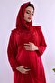 Long Robe Maternity Pajama Set with Hijab and Breastfeeding Feature Effortt - Cherry - 3